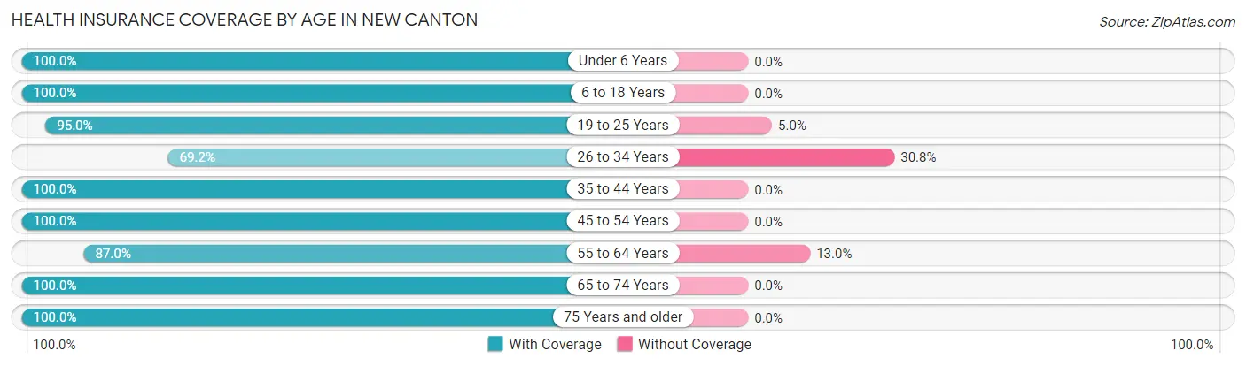 Health Insurance Coverage by Age in New Canton
