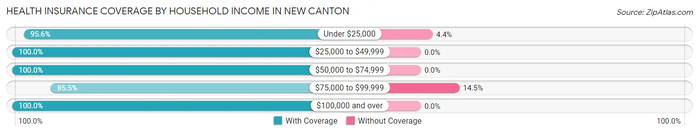 Health Insurance Coverage by Household Income in New Canton