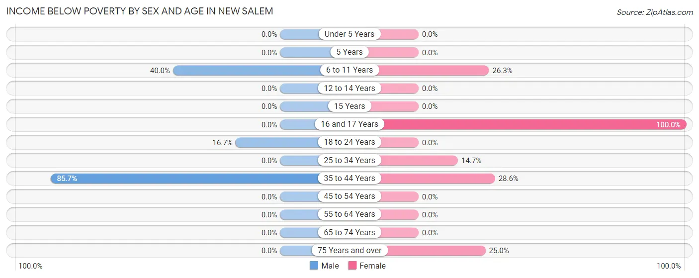 Income Below Poverty by Sex and Age in New Salem