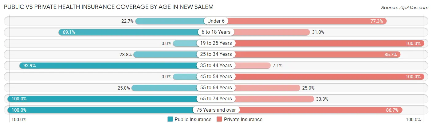 Public vs Private Health Insurance Coverage by Age in New Salem