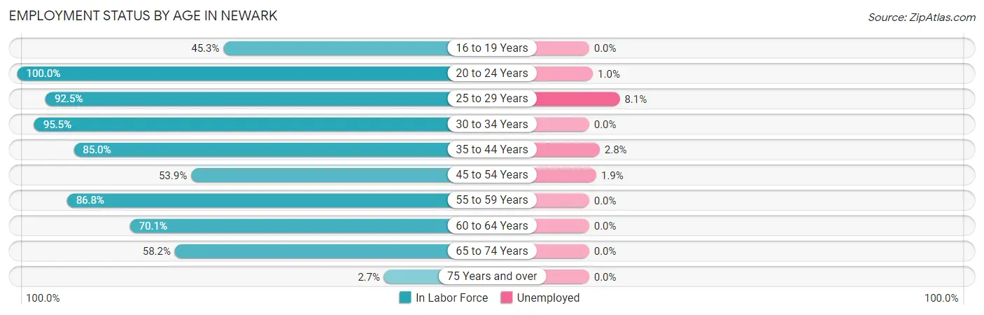 Employment Status by Age in Newark
