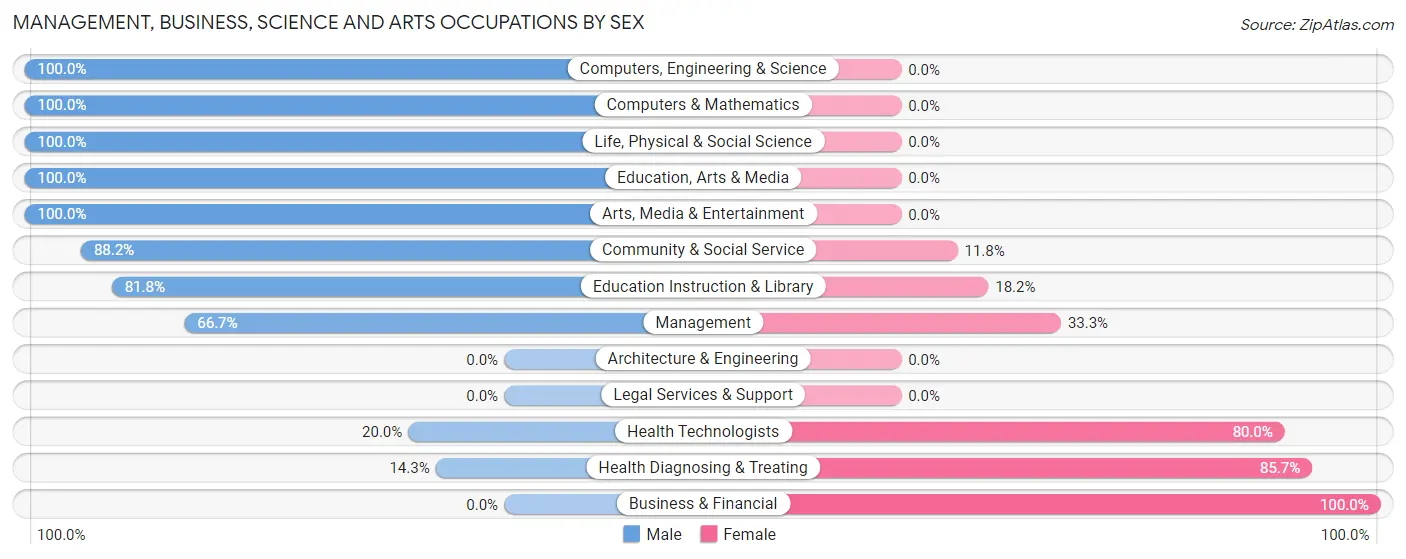 Management, Business, Science and Arts Occupations by Sex in Noble