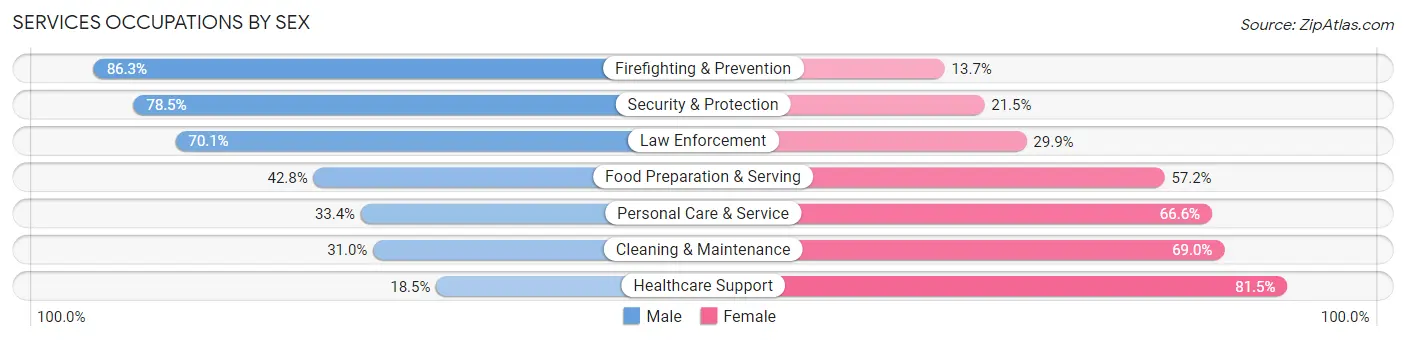 Services Occupations by Sex in Oak Lawn