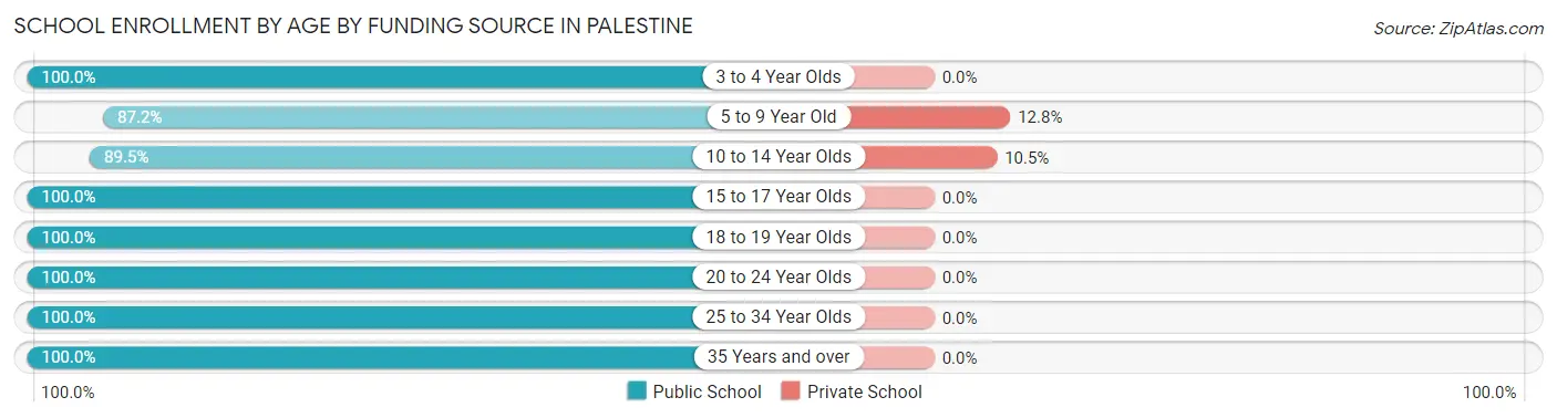 School Enrollment by Age by Funding Source in Palestine