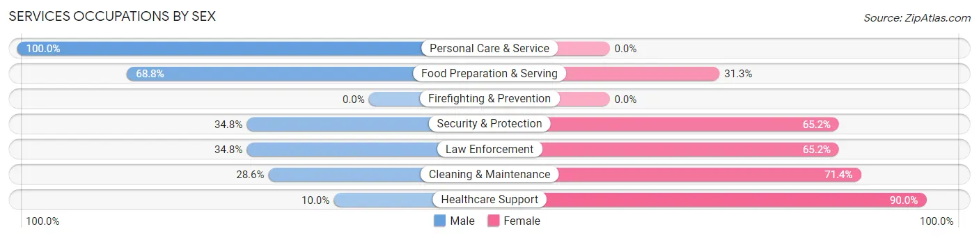 Services Occupations by Sex in Palestine
