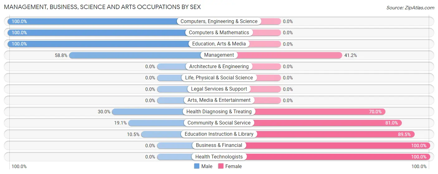 Management, Business, Science and Arts Occupations by Sex in Palmyra