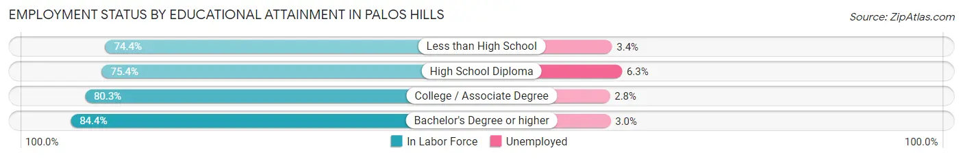 Employment Status by Educational Attainment in Palos Hills