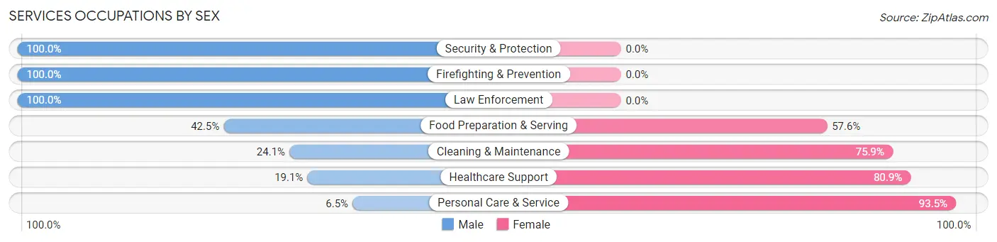 Services Occupations by Sex in Palos Hills