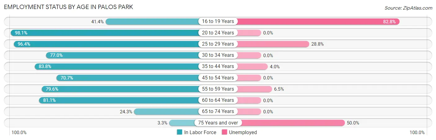 Employment Status by Age in Palos Park