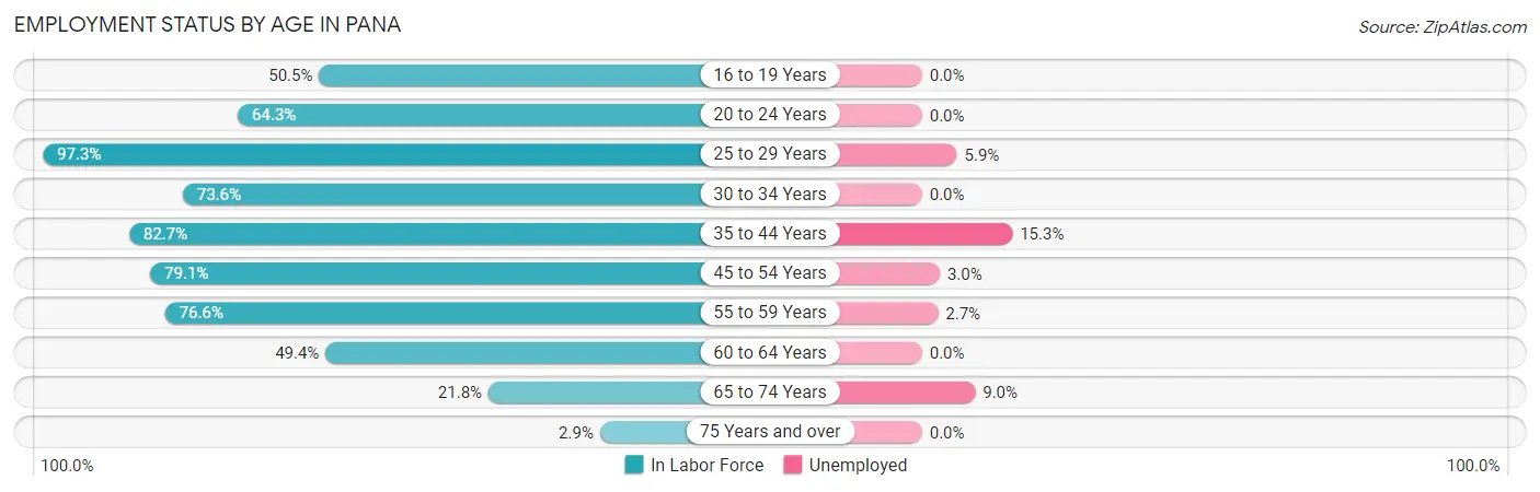 Employment Status by Age in Pana