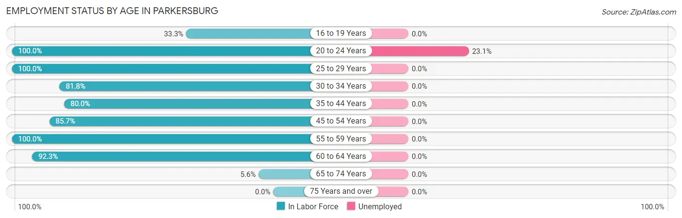 Employment Status by Age in Parkersburg