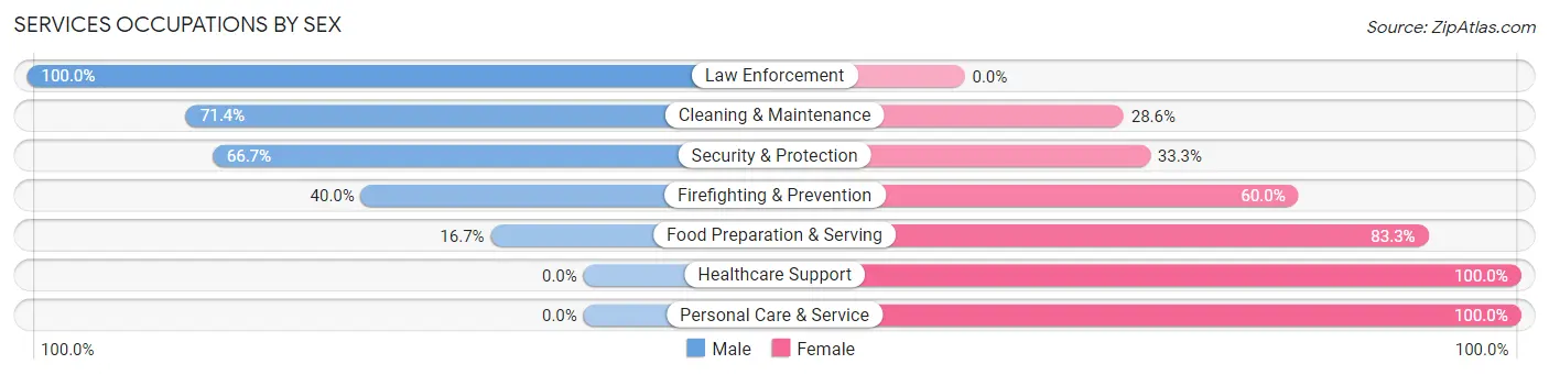 Services Occupations by Sex in Paw Paw