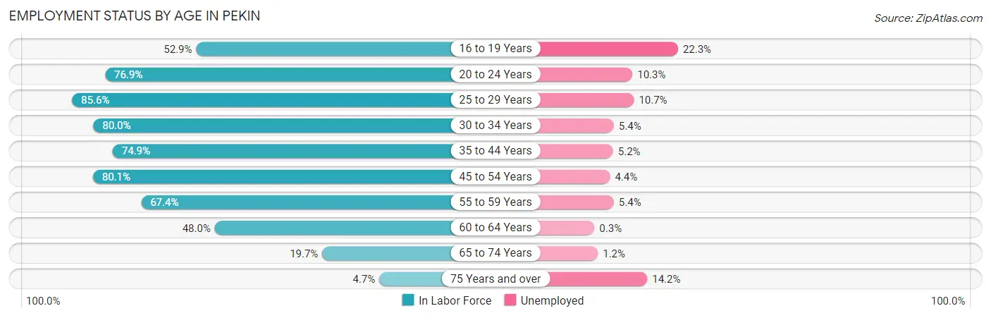 Employment Status by Age in Pekin