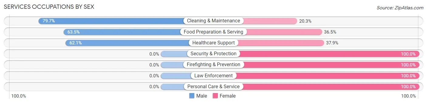 Services Occupations by Sex in Petersburg