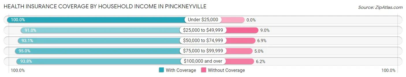 Health Insurance Coverage by Household Income in Pinckneyville