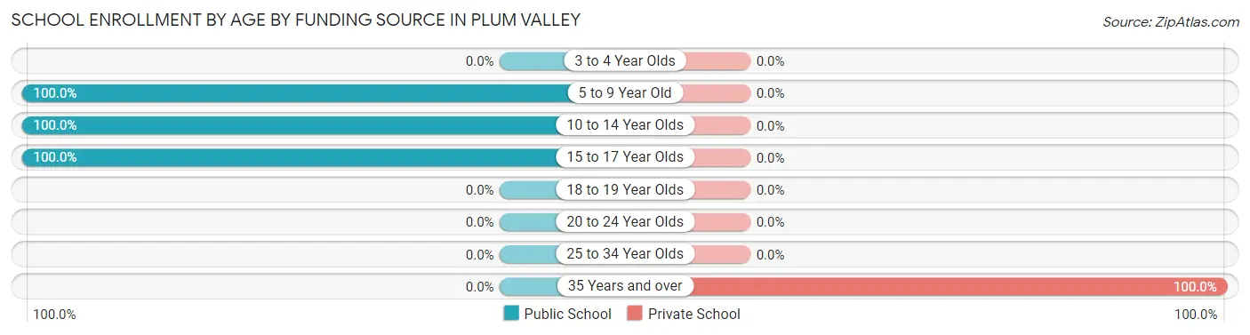 School Enrollment by Age by Funding Source in Plum Valley