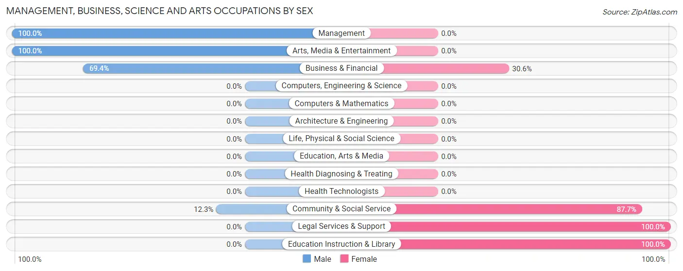 Management, Business, Science and Arts Occupations by Sex in Posen