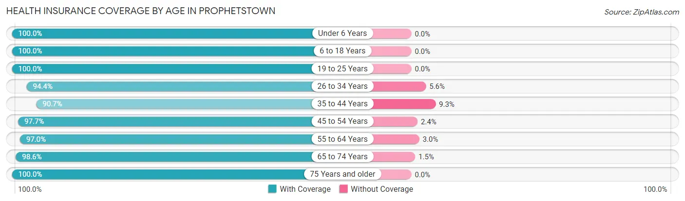 Health Insurance Coverage by Age in Prophetstown