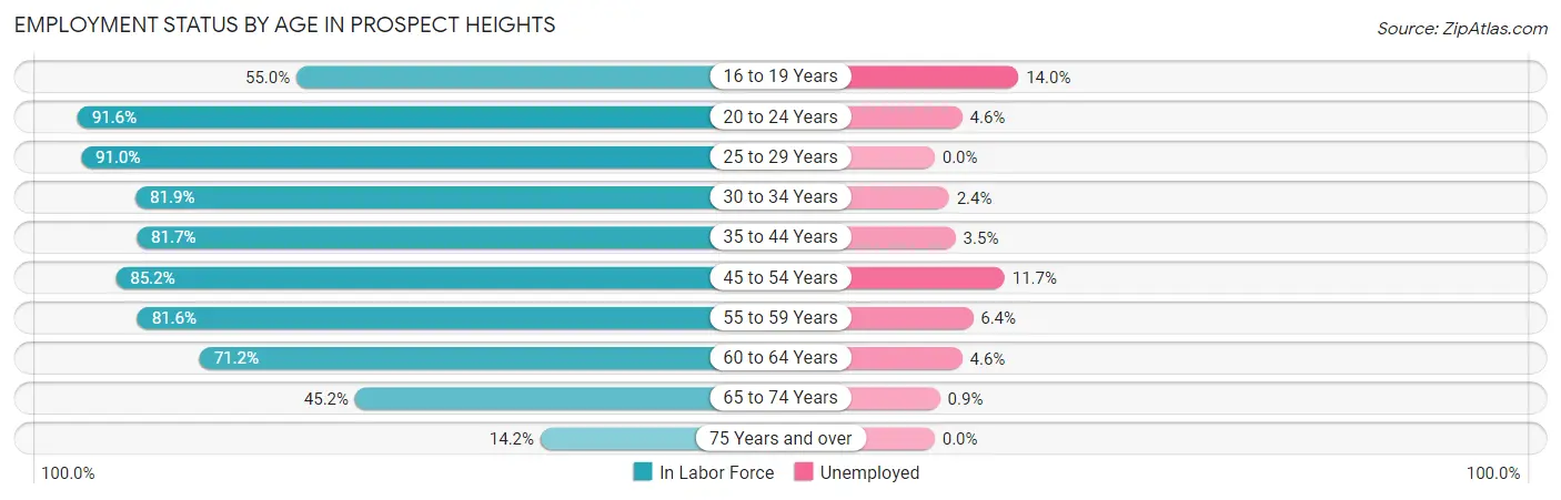 Employment Status by Age in Prospect Heights