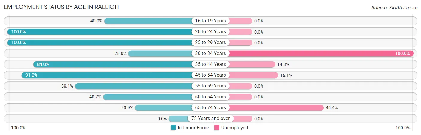 Employment Status by Age in Raleigh