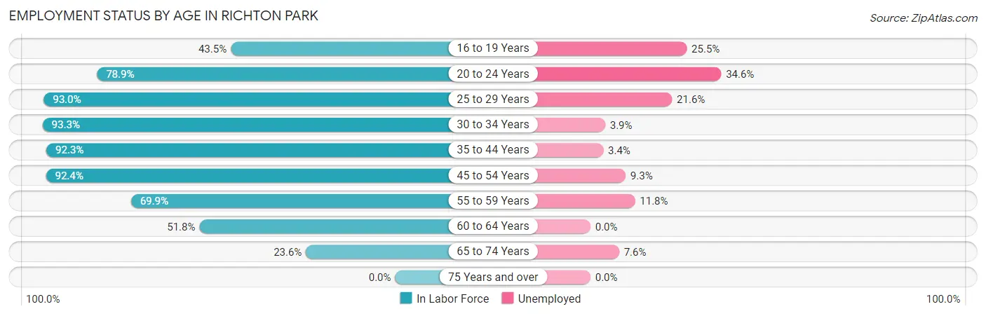 Employment Status by Age in Richton Park