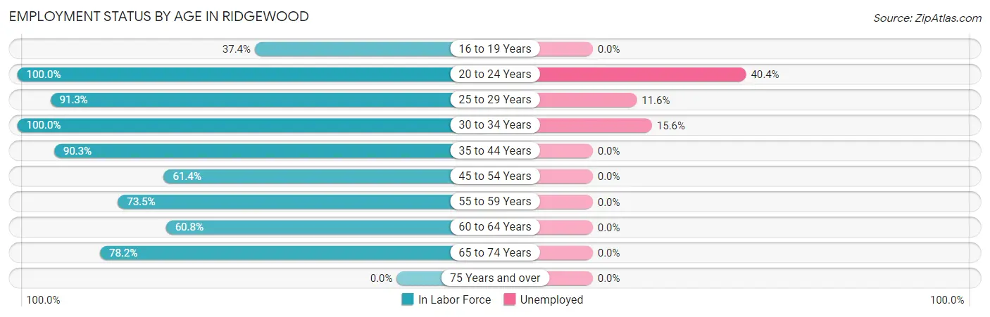Employment Status by Age in Ridgewood