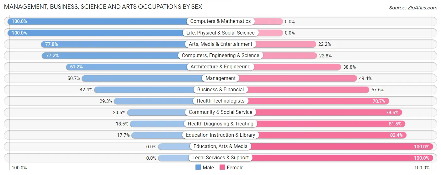 Management, Business, Science and Arts Occupations by Sex in Rochelle
