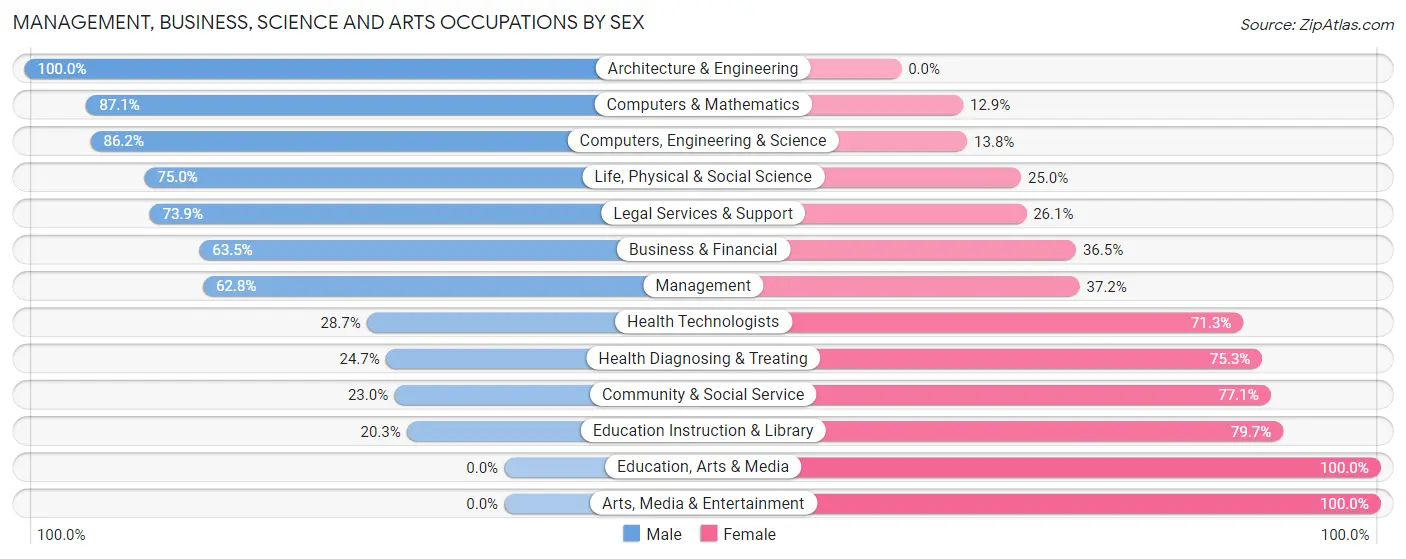 Management, Business, Science and Arts Occupations by Sex in Rochester