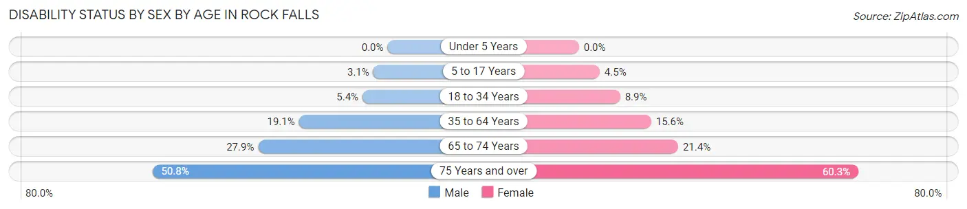 Disability Status by Sex by Age in Rock Falls