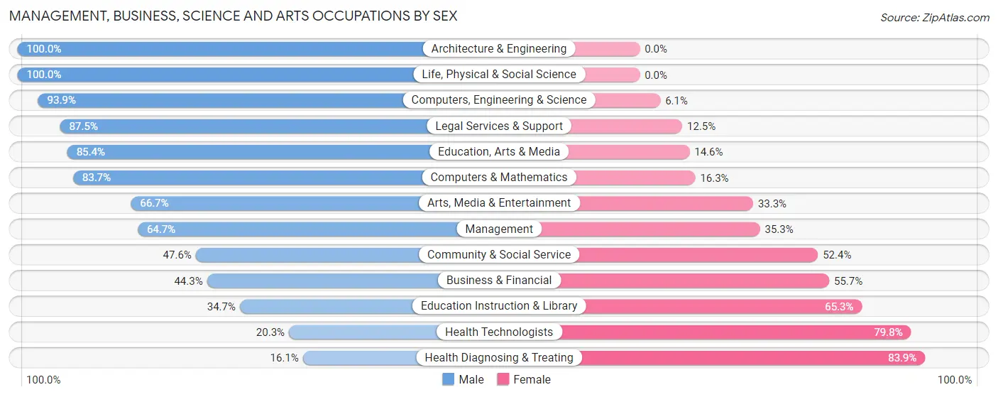 Management, Business, Science and Arts Occupations by Sex in Rockton