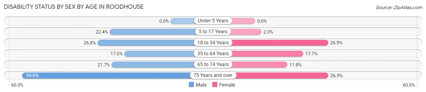 Disability Status by Sex by Age in Roodhouse