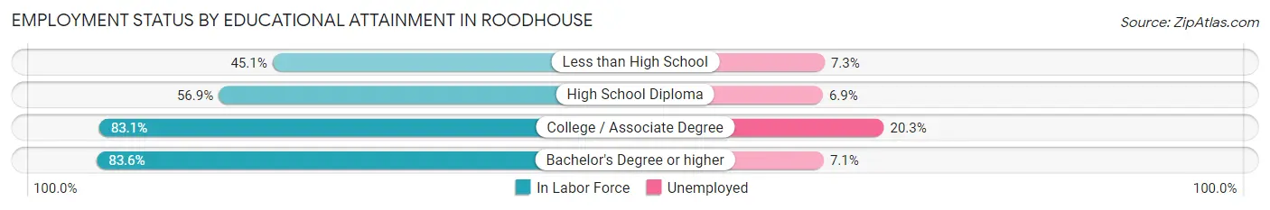 Employment Status by Educational Attainment in Roodhouse