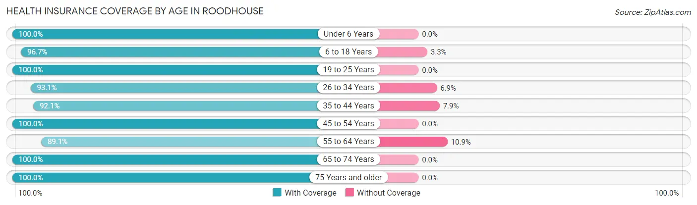 Health Insurance Coverage by Age in Roodhouse
