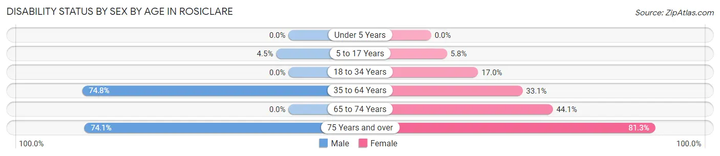 Disability Status by Sex by Age in Rosiclare