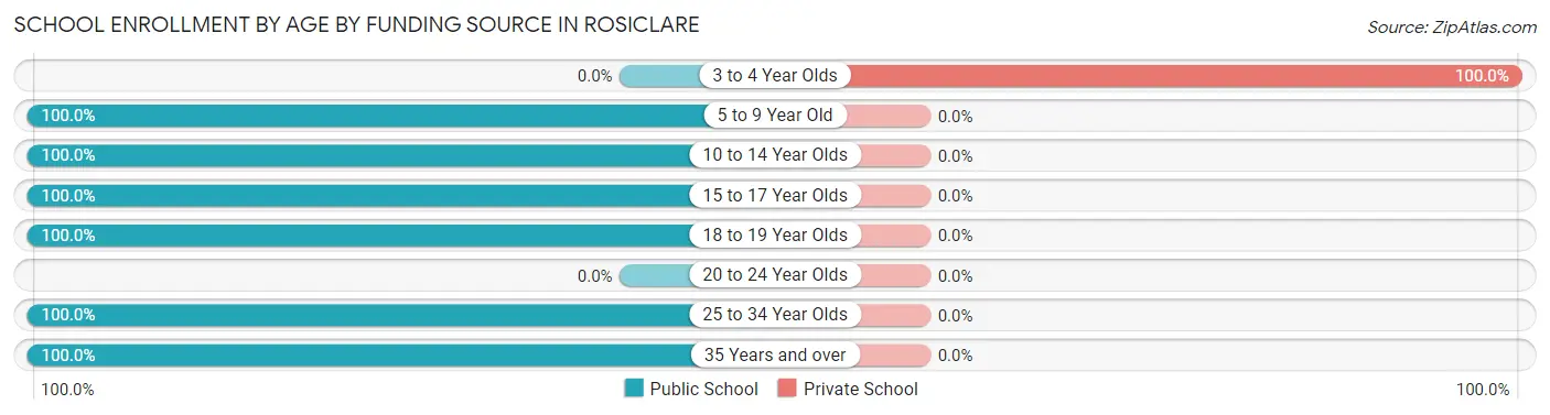 School Enrollment by Age by Funding Source in Rosiclare