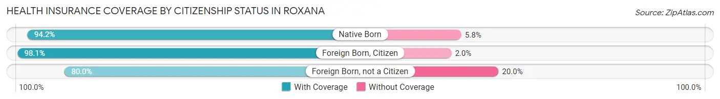 Health Insurance Coverage by Citizenship Status in Roxana
