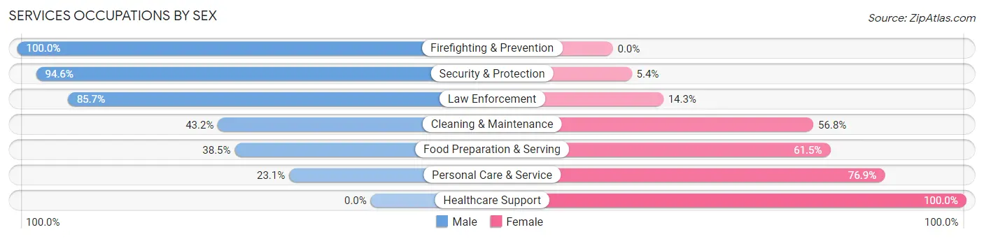 Services Occupations by Sex in Roxana