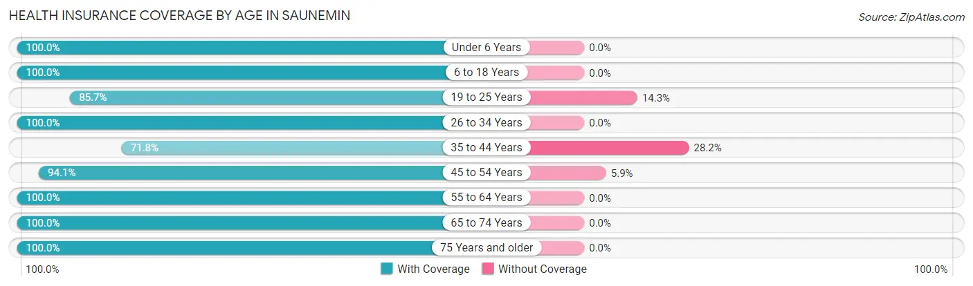 Health Insurance Coverage by Age in Saunemin