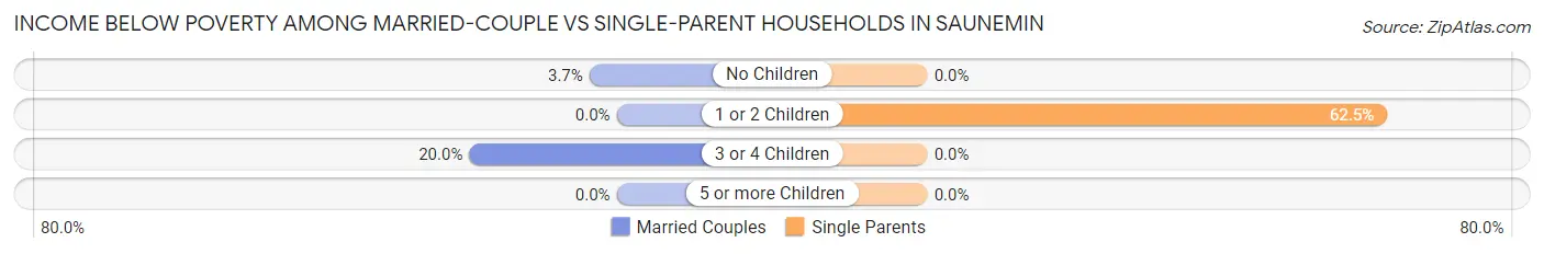 Income Below Poverty Among Married-Couple vs Single-Parent Households in Saunemin