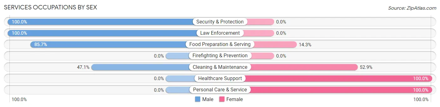 Services Occupations by Sex in Saybrook
