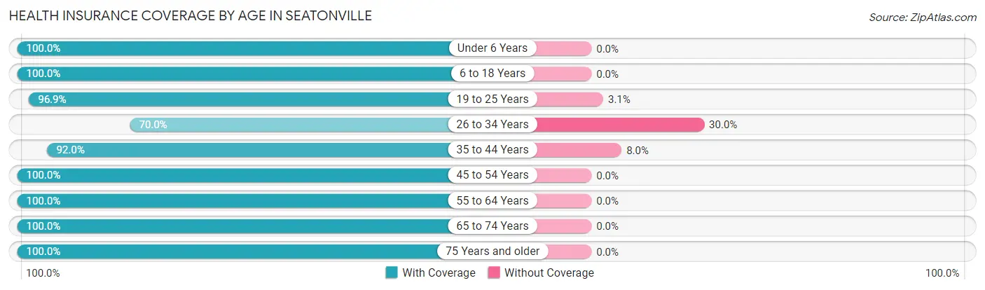Health Insurance Coverage by Age in Seatonville