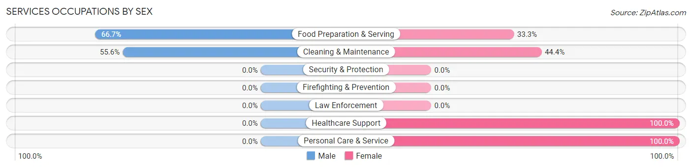Services Occupations by Sex in Secor