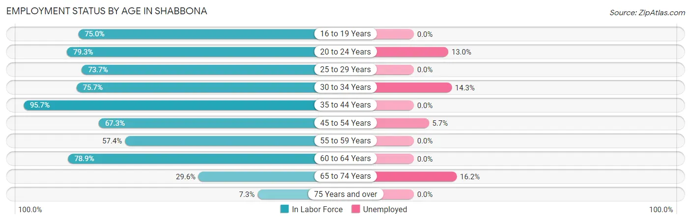 Employment Status by Age in Shabbona