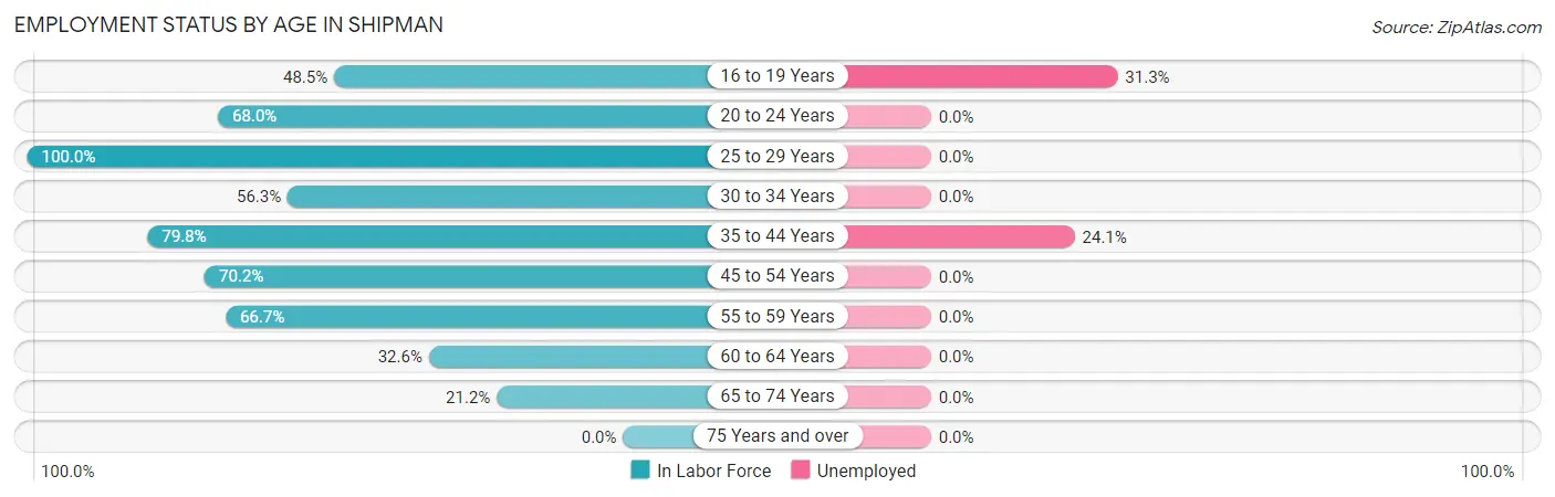 Employment Status by Age in Shipman
