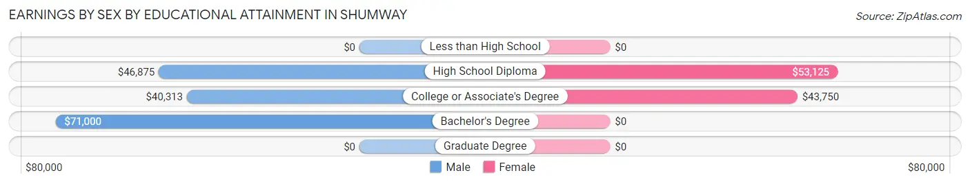 Earnings by Sex by Educational Attainment in Shumway