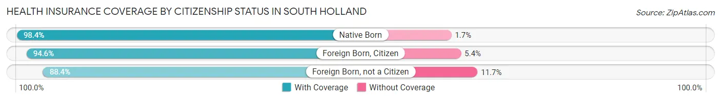 Health Insurance Coverage by Citizenship Status in South Holland