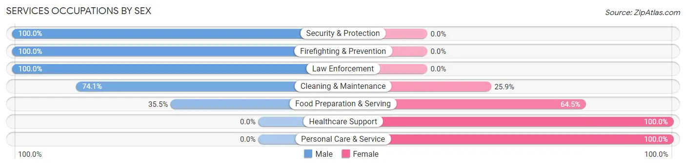 Services Occupations by Sex in South Roxana