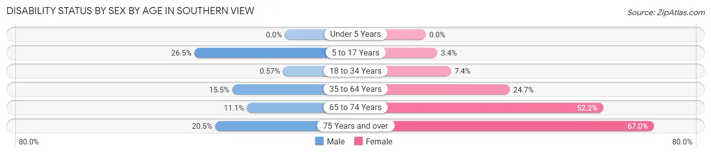 Disability Status by Sex by Age in Southern View