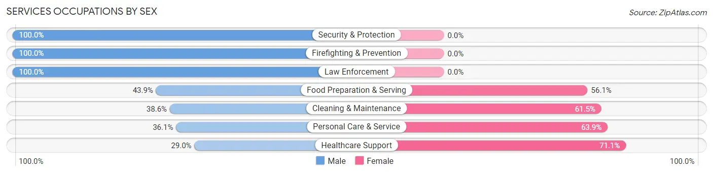 Services Occupations by Sex in Sparta