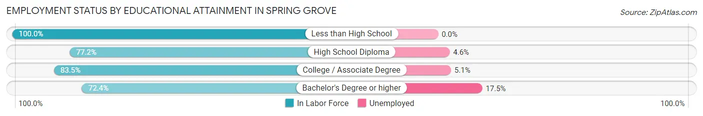 Employment Status by Educational Attainment in Spring Grove